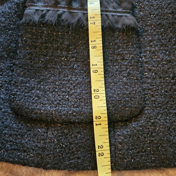 Talbots Black Shimmer Tweed Jacket Like New 3/4 Sleeve w/Ribbon Fringe Trim 10P - Picture 8 of 8